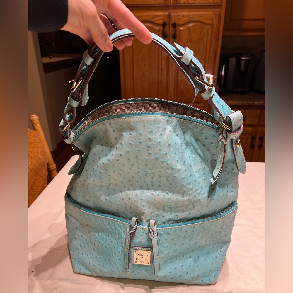 Dooney & Bourke Light Blue Ostrich Leather Bag
